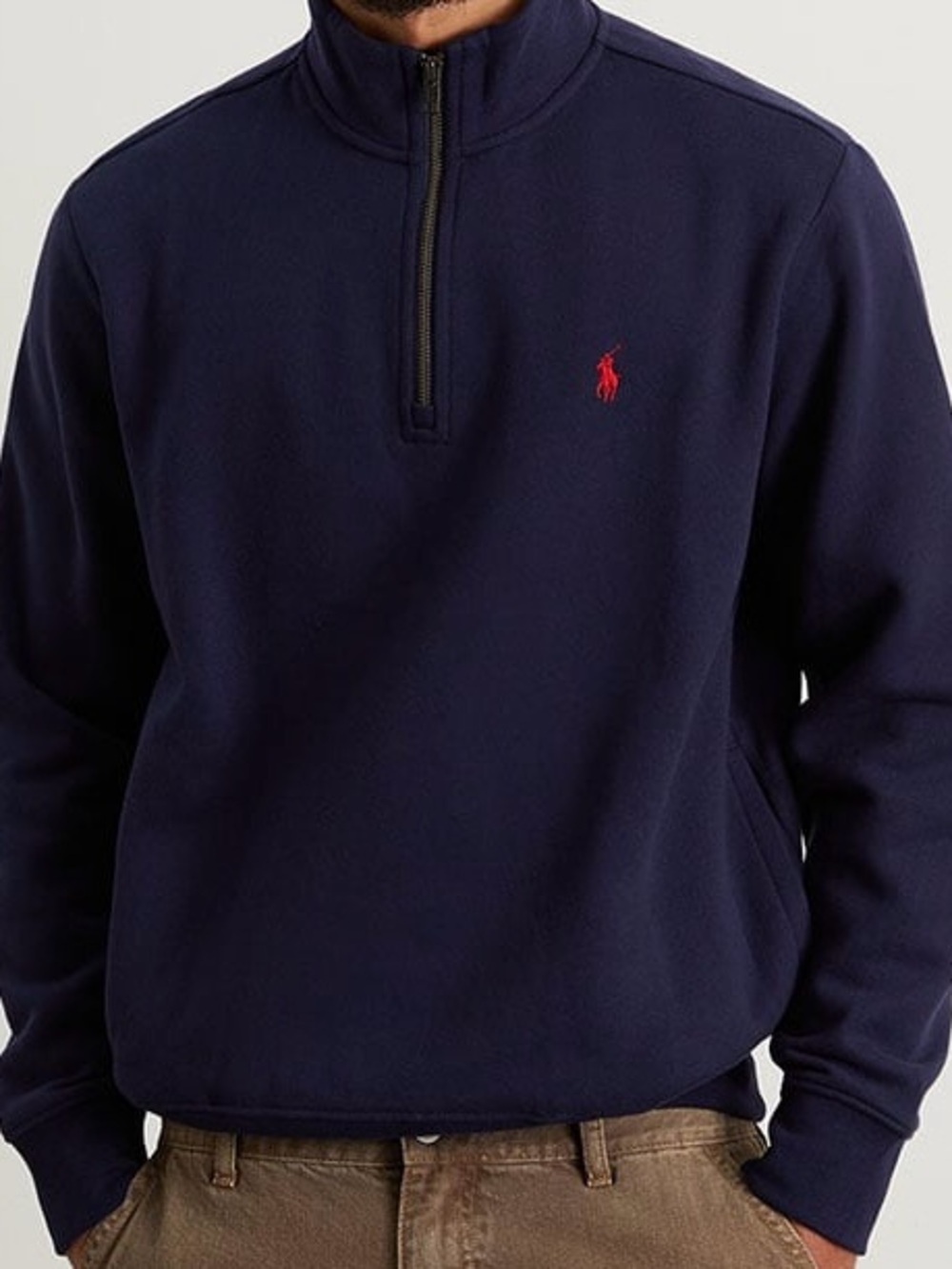 Ralph Lauren Navy Half-Zip Sweater with Red Pony